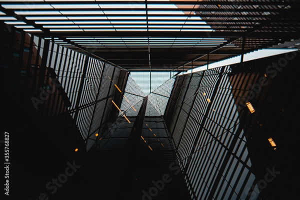 Obraz Abstract futuristic black and white lines in geometric arrangement