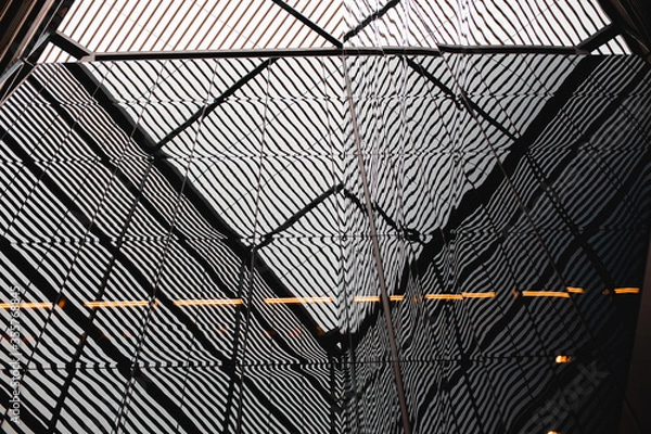 Obraz Abstract futuristic black and white lines in geometric arrangement