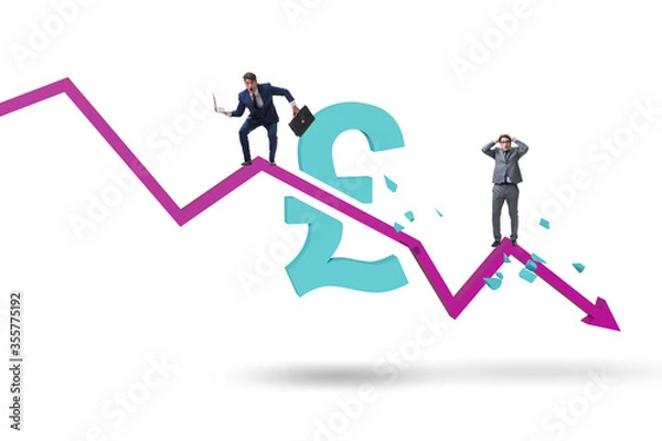 Fototapeta Concept of economic crisis and gbp pount inflation
