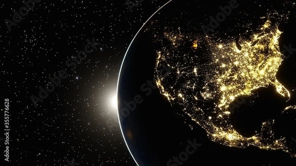Obraz realistic united states of america from space, usa from space 3d render