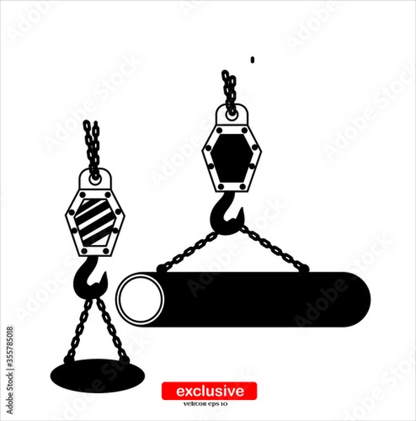 Obraz Pictograph of crane hook icon.Flat design style vector illustration for graphic and web design.