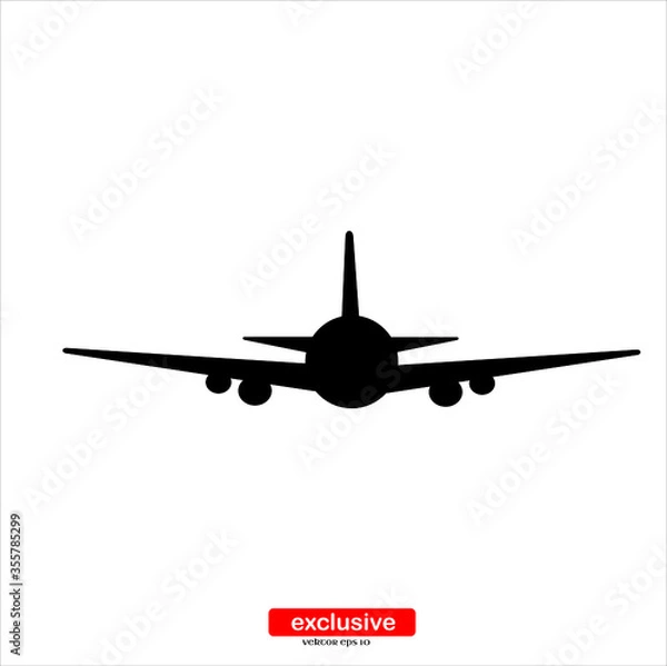 Obraz plane black icon.Flat design style vector illustration for graphic and web design.