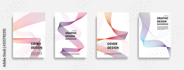 Fototapeta Abstract colorful geometric line art background set, graphic banner cover and advertising design layout template. Eps10 vector.