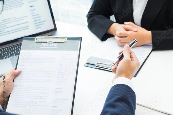 Fototapeta Resumes for applying for jobs, introducing and presenting work records, educational background, personal history to apply for jobs suitable for positions in business organizations.