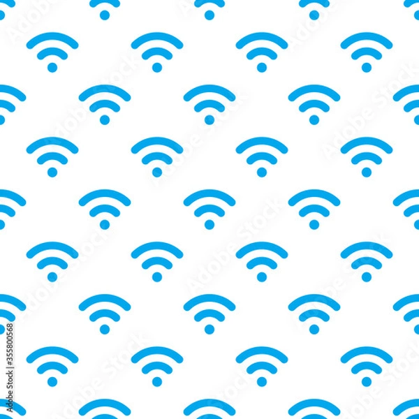 Obraz Vector seamless pattern with Wi-Fi symbol. Stock vector illustration isolated on white background.