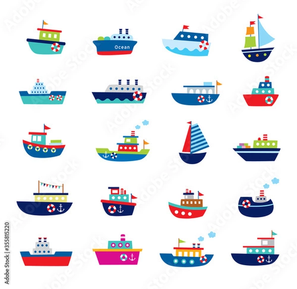 Obraz cute boat ship vector illustration