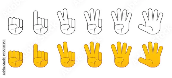 Obraz counting fingers one to five set