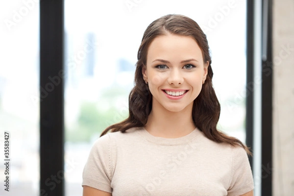 Obraz happy and smiling woman