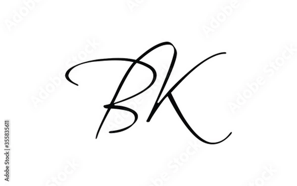 Fototapeta bk or kb Cursive Letter Initial Logo Design, Vector Template