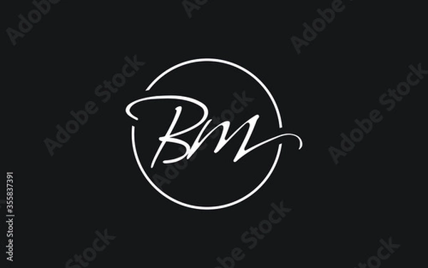 Fototapeta bm or mb Cursive Letter Initial Logo Design, Vector Template