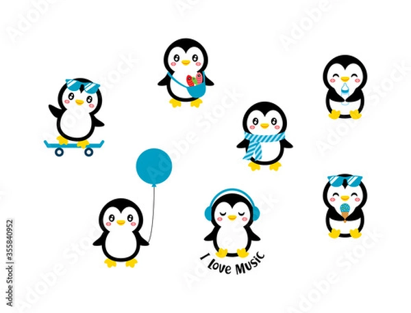 Obraz cute penguin cartoon graphic vector design