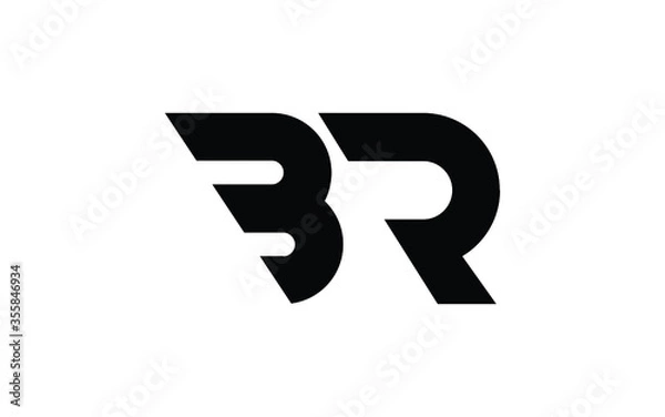 Fototapeta BR or RB Letter Initial Logo Design, Vector Template
