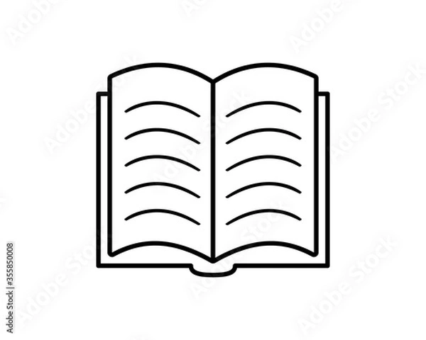 Obraz Ikona otwartej książki na białym tle.