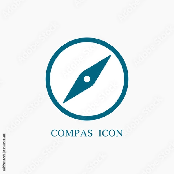 Obraz Vector compass icon, landmark on light background.