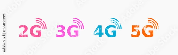 Obraz Web icons of 2G 3G 4G 5G technology. Vector illustration