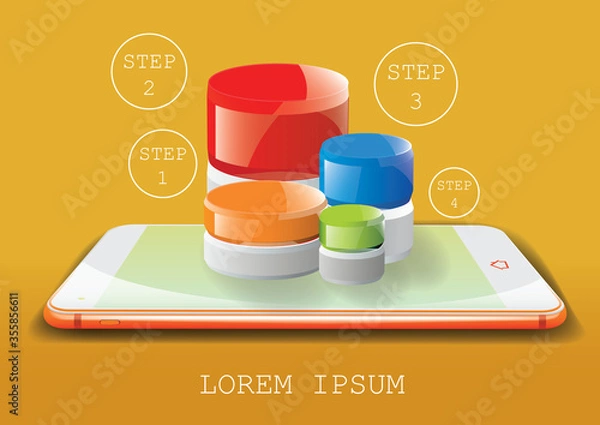 Obraz smartphone with infograpic bars