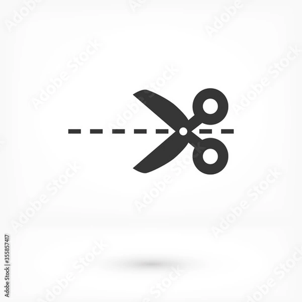 Fototapeta Scissor vector icon. Scissors cut vector icon design element or logo template. vector icon Black and white silhouette isolated.