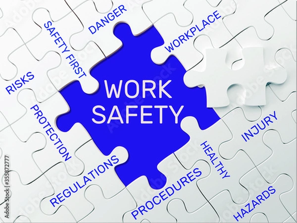 Fototapeta WORK SAFETY - PUZZLE CONCEPT 