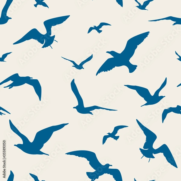 Fototapeta Seagulls seamless pattern