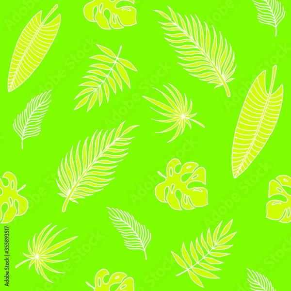 Fototapeta Tropical palm leaves. Vector illustration. Seamless pattern.