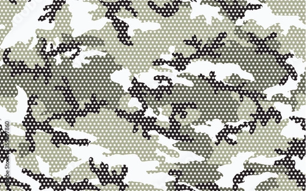 Obraz Urban camouflage seamless pattern. Halftone (dot) texture. Black, white and gray color.