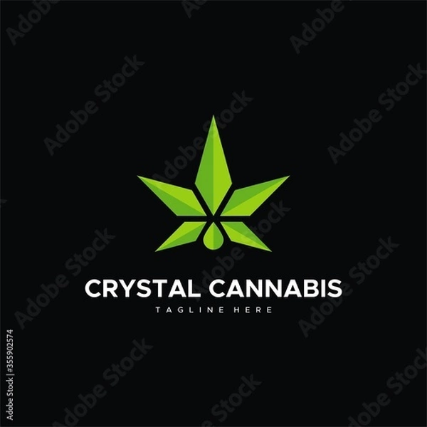 Fototapeta Crystal cannabis logo design unique