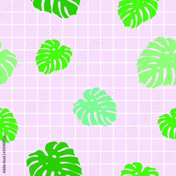 Fototapeta pattern with leaves on a pink background