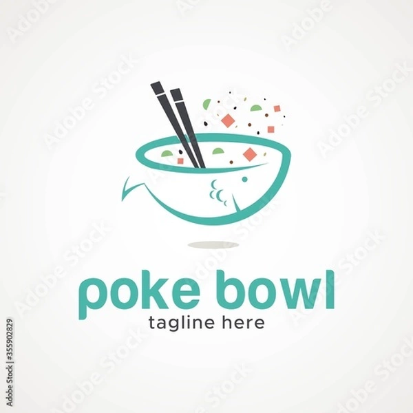 Obraz Poke bowl logo design unique
