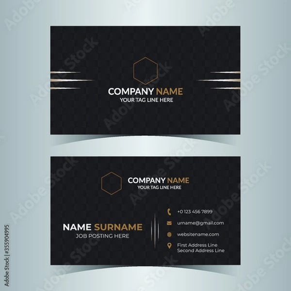 Fototapeta Unique modern clean corporate luxury black business card template print ready illustration file for your company business

