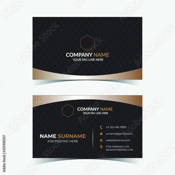 Fototapeta Awesome creative corporate modern clean black business card template vector print ready file illustration for company business
