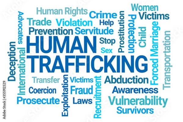 Obraz Human Trafficking Word Cloud on White Background