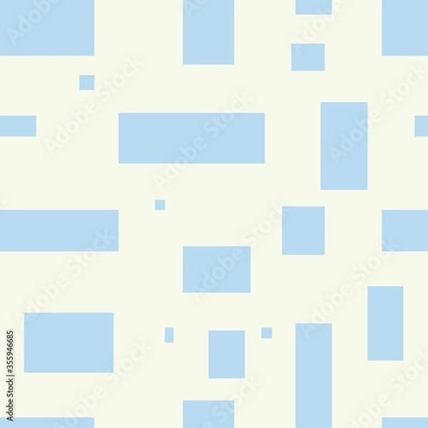 Fototapeta Seamless abstract repeating pattern with pastel blue rectangle on pastel yellow background