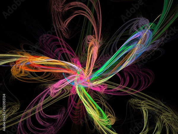 Fototapeta image of one Digital Fractal on Black Color