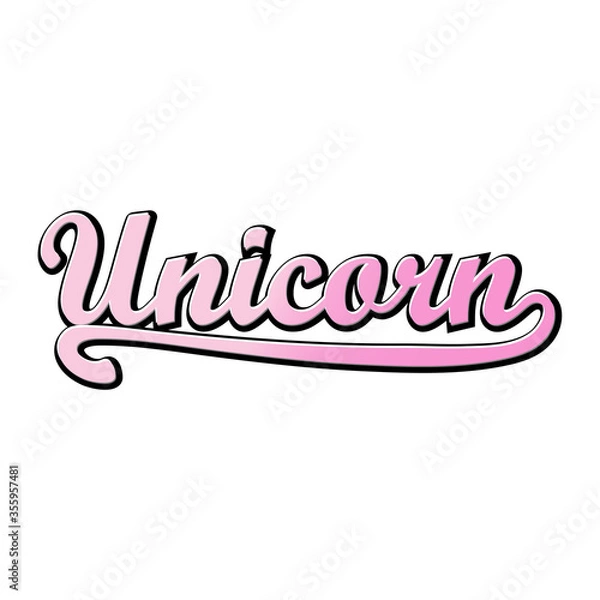 Obraz Pink gradient Unicorn text on white background
