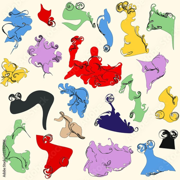 Obraz Abstract multicolored shapes seamless pattern. Associations. Square beige background.