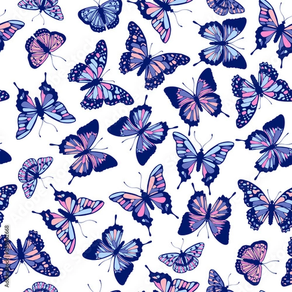 Obraz Vector butterflies pattern. Abstract seamless background.
