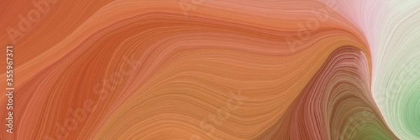 Fototapeta colorful vibrant abstract art waves graphic with elegant curvy swirl waves background illustration with peru, pastel gray and brown color