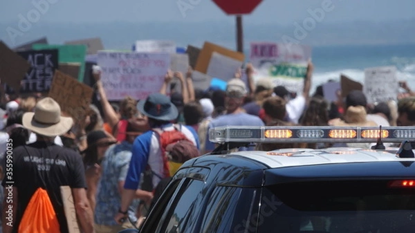 Fototapeta Unrecognizable protesters at BLM rally