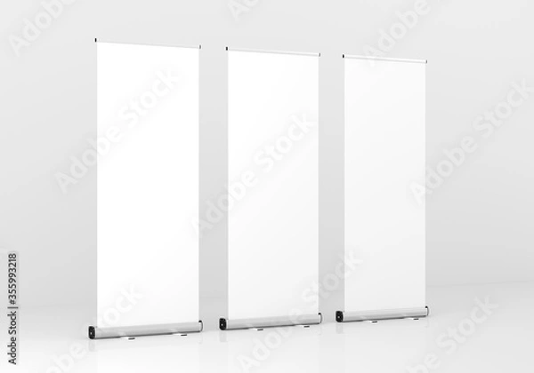Obraz Roll Up Banner Stand Mockup. 3D rendering.