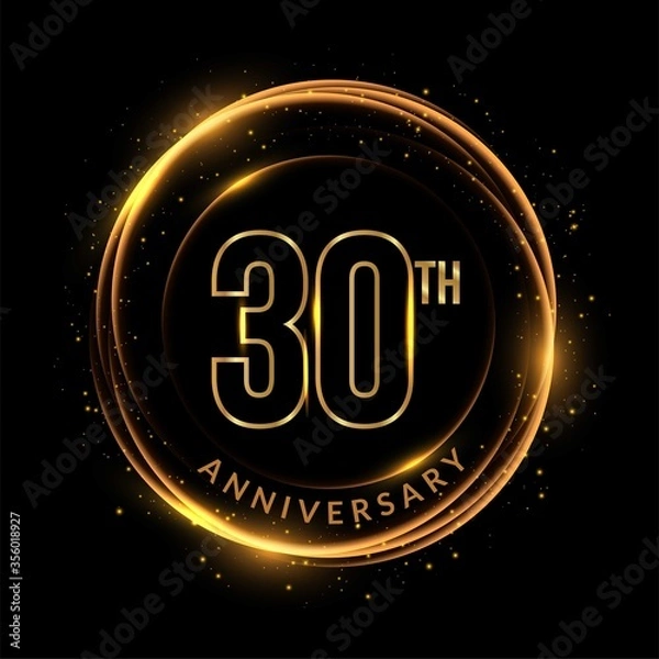 Obraz 30 Years gold with glowing circle anniversary logo themes