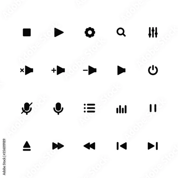 Fototapeta Vector set of media player icon symbol.