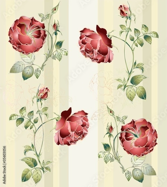 Fototapeta Seamless background.Illustration rose.