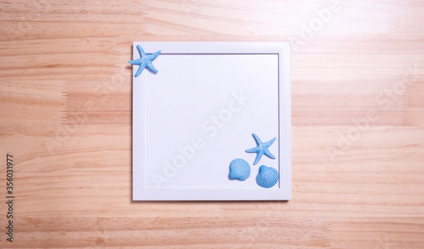 Obraz 白いフレームと貝殻