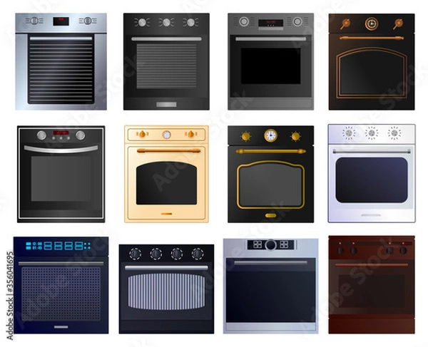 Fototapeta Oven isolated cartoon set icon.Vector illustration illustration electric stove on white background .Cartoon vector set icon oven .