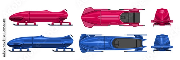 Fototapeta Bobsled isolated cartoon set icon.Vector illustration illustration bobsleigh on white background .Cartoon vector set icon bobsled.