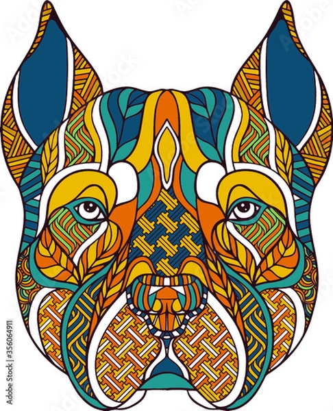 Obraz Colorful head of dog vector illustration, design by Global Stock Image Dot Com