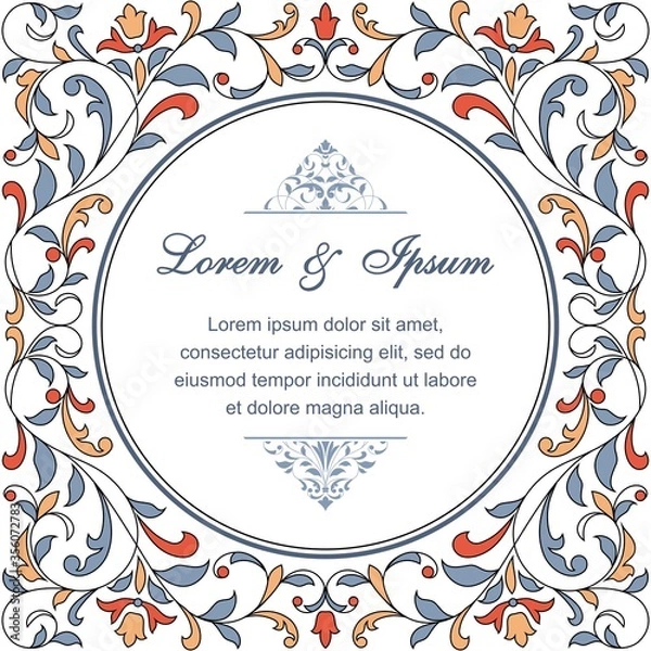 Fototapeta Floral pattern for invitation or greeting card
