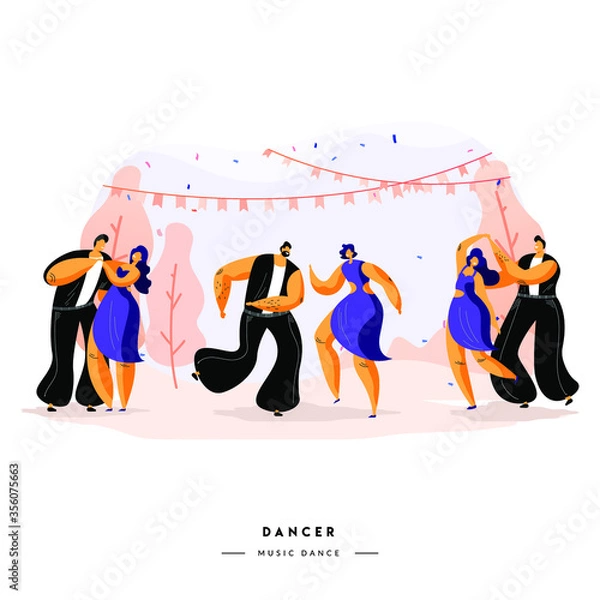 Fototapeta Music dance party vector illustration, design by global stock image dot com