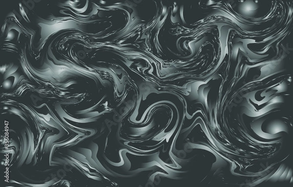 Obraz Luxury Silver seamless pattern. Liquid marble swirl texture. Abstract background. Marbling technique fluid dye design for fabric, tile, interior, postcard, banner, cover, wallpaper, website, Vector.
