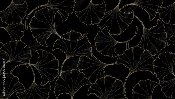 Obraz Luxury gold Ginkgo background design vector.